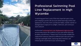 Professional Swimming Pool Liner Replacement in High Wycombe