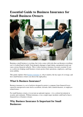 Essential Guide to Business Insurance for Small Business Owners