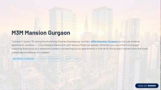 M3M Mansion Gurgaon Apartments for Modern Living