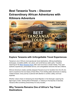 Best Tanzania Tours