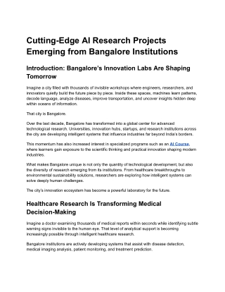 Cutting-Edge AI Research Projects Emerging from Bangalore Institutions