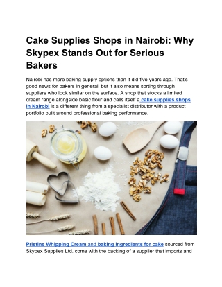 Cake Supplies Shops in Nairobi_ Why Skypex Stands Out for Serious Bakers