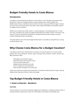 Budget Friendly Hotels Costa Blanca Pdf Content