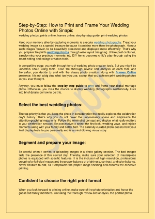 Create Your Memories With Snapic Photo Print, Frames & Wedding Albums