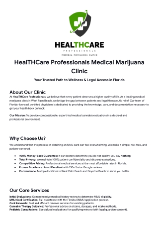 HealTHCare Professionals Medical Marijuana Clinic (Company Brochure)