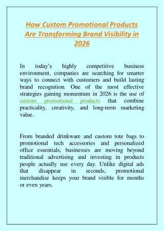 How Custom Promotional Products Are Transforming Brand Visibility in 2026