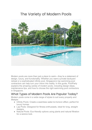 The Variety of Modern Pools