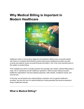 Why Medical Billing is Important in Modern Healthcare