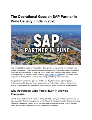 The Operational Gaps an SAP Partner in Pune Usually Finds in 2026