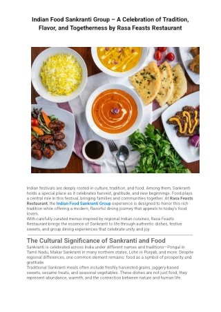 Indian Food Sankranti Group – A Celebration of Tradition, Flavor