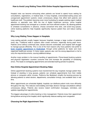 How to Avoid Long Waiting Times With Online Hospital Appointment Booking