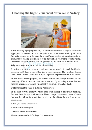 Choosing the Right Residential Surveyor in Sydney