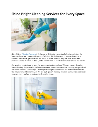 Shine Bright Cleaning Services for Every Space