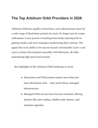 The Top Arbitrum Orbit Providers in 2026