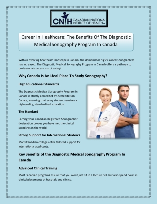 Career InHealthcare The Benefits Of The Diagnostic Medical Sonography Program In Canada