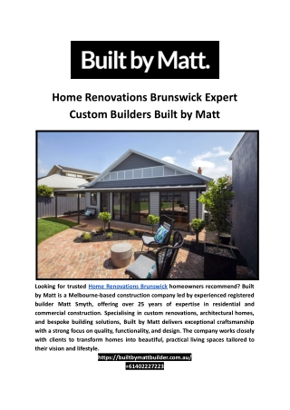Home Renovations Brunswick Expert Custom Builders Built by Matt