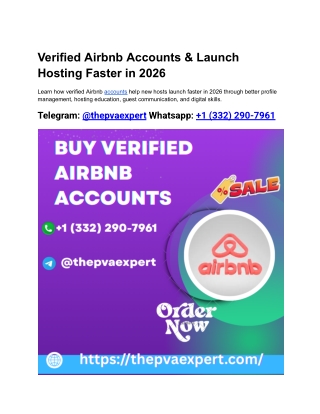 Safe & Reliable Buy Verified Airbnb Accounts for Modern Hosts