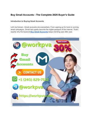 Buy Gmail Accounts - The Complete 2026 Buyer's Guide