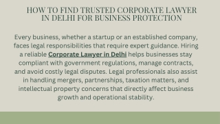 How to Find Trusted Corporate Lawyer in Delhi for Business Protection 1