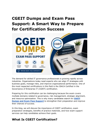 CGEIT Dumps and Exam Pass Support: A Smart Way to Prepare for Certification Succ