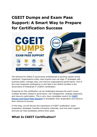 CGEIT Dumps and Exam Pass Support: A Smart Way to Prepare for Certification Succ