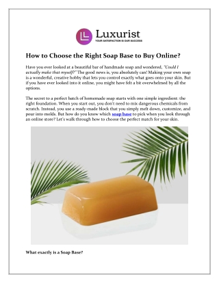 Premium Soap Base Selection Guide by Luxurist