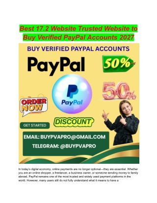 Best 17.2 Website Trusted Website to Buy Verified PayPal Accounts 2027