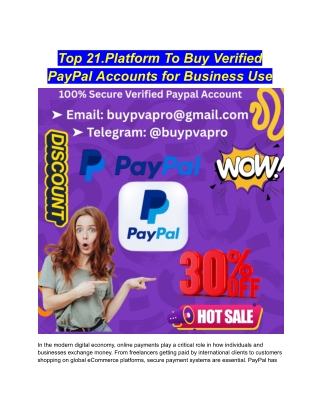 Top 21.Platform To Buy Verified PayPal Accounts for Business Use