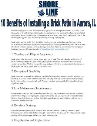 10 Benefits of Installing a Brick Patio in Aurora, IL