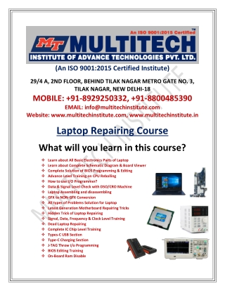 Why Is Multitech Institute the Right Laptop Repairing Center in Delhi for You?