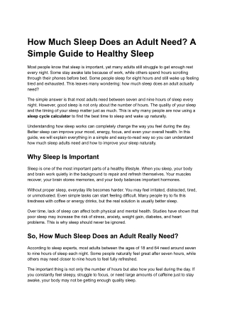 How much sleep an adult need