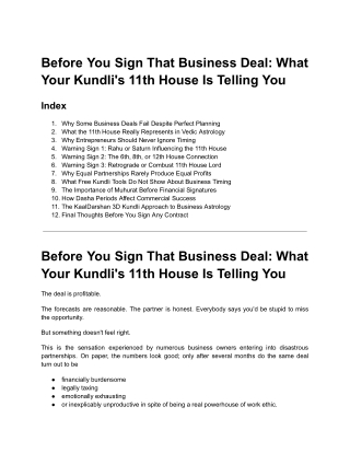 Before You Sign That Business Deal What Your Kundli's 11th House Is Telling You
