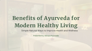 Benefits of Ayurveda
