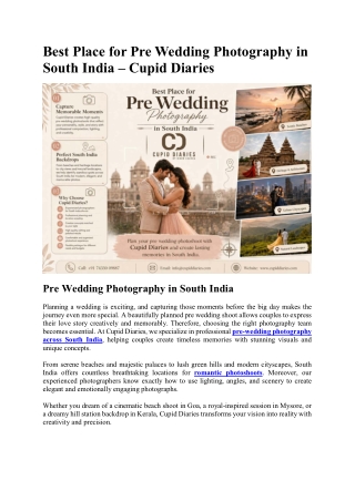 Best Place for Pre Wedding Photography in South India – Cupid Diaries