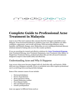 Pimple Marks Treatment Johor Bahru