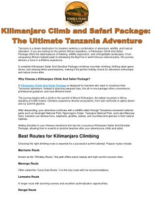 Kilimanjaro Climb and Safari Package The Ultimate Tanzania Adventure