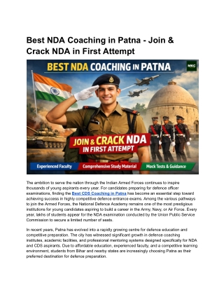Best NDA Coaching in Patna - Join & Crack NDA in First Attempt