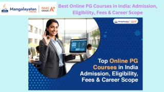 Top Online PG Courses in India Admission, Eligibility, Fees & Career Scope