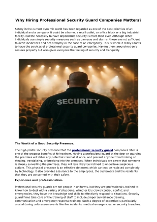 Why Hiring Professional Security Guard Companies Matters?