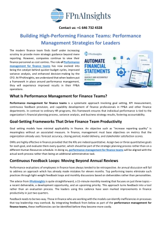 Building High-Performing Finance Teams Performance Management Strategies for Leaders