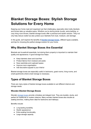 Blanket Storage Boxes_ Stylish Storage Solutions for Every Home