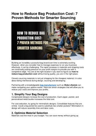 How to Reduce Bag Production Cost 7 Proven Methods for Smarter Sourcing