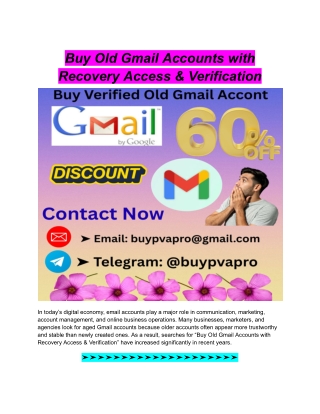 Buy Old Gmail Accounts with Recovery Access & Verification