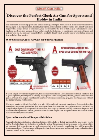 Discover the Perfect Glock Air Gun for Sports and Hobby in India