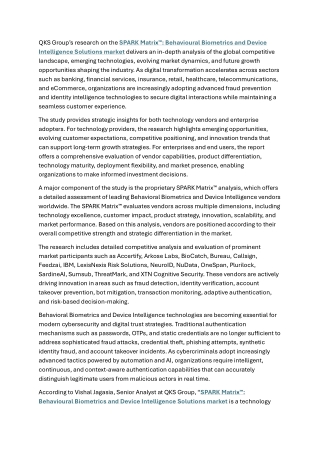 SPARK Matrix™-Behavioural Biometrics and Device Intelligence Solutions market