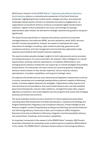 SPARK Matrix™- Cybersecurity Advisory Services – North America