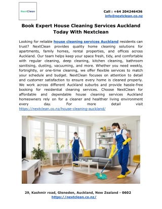 Book Expert House Cleaning Services Auckland Today With Nextclean