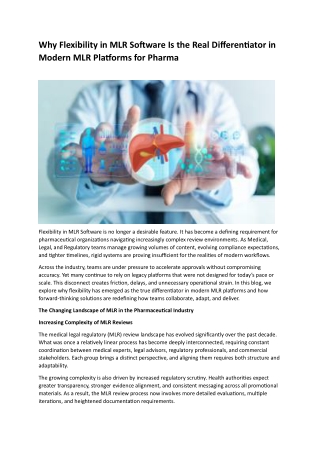 Why Flexibility in MLR Software Is the Real Differentiator in Modern MLR Platforms for Pharma