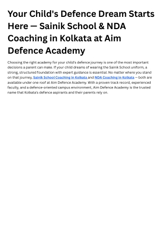 Your Officer Journey Begins Here — Expert NDA Coaching in Kolkata by Aim Defence