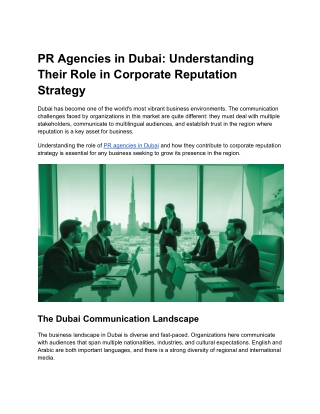 PR Agencies in Dubai_ Understanding Their Role in Corporate Reputation Strategy